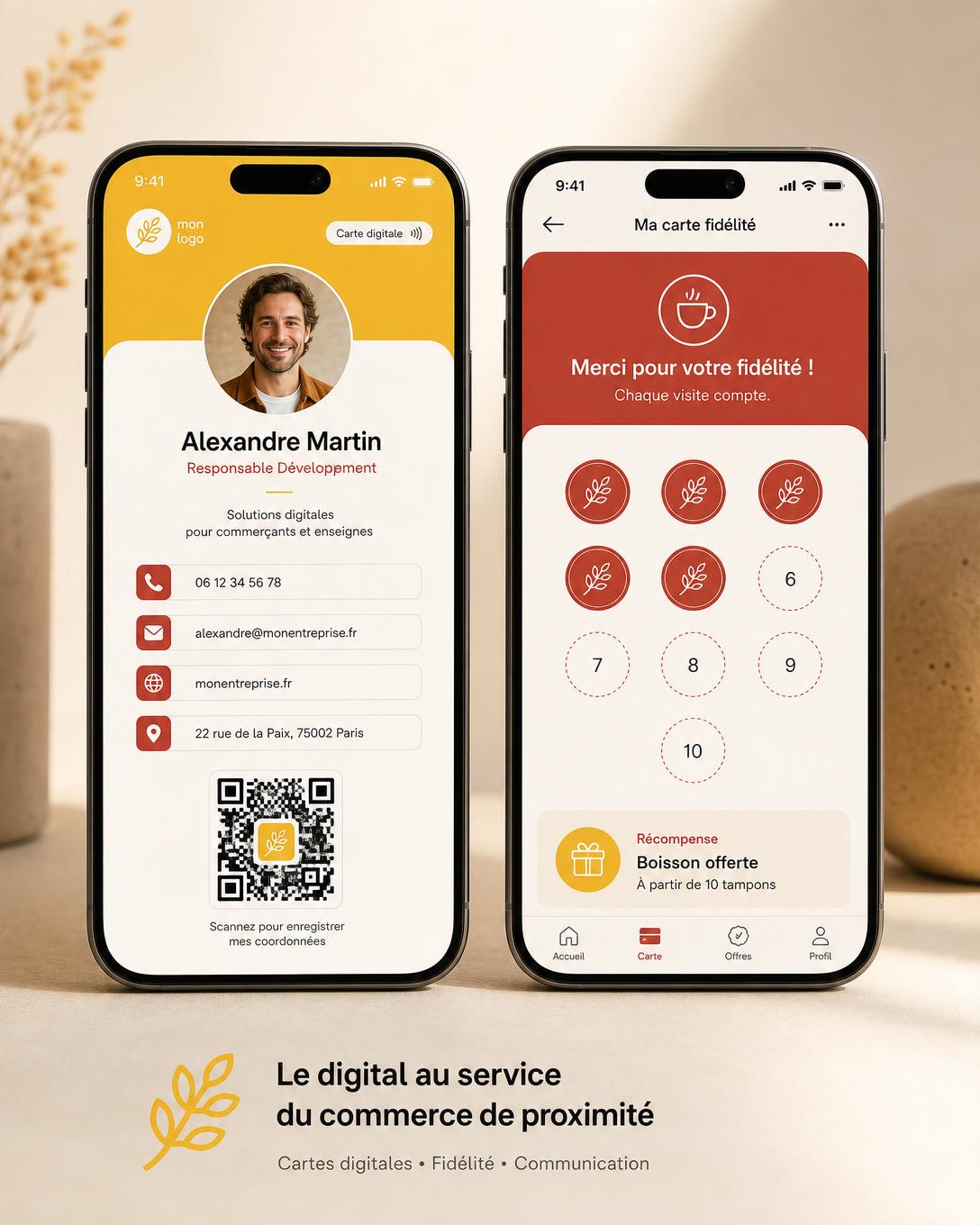 Tarjeta de visita digital y tarjeta de fidelización Filow